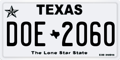 TX license plate DOE2060