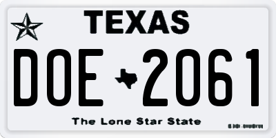TX license plate DOE2061