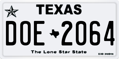 TX license plate DOE2064