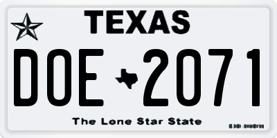 TX license plate DOE2071