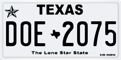 TX license plate DOE2075