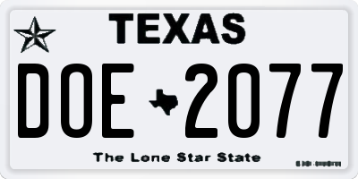 TX license plate DOE2077