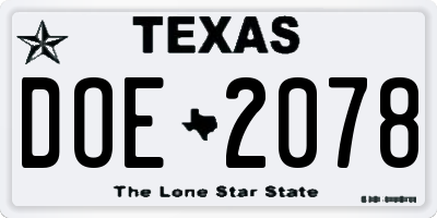TX license plate DOE2078