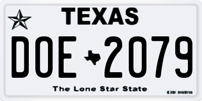 TX license plate DOE2079