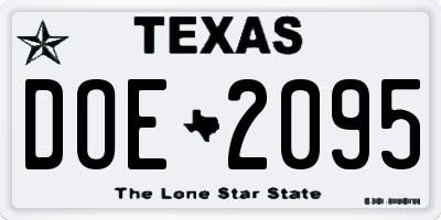 TX license plate DOE2095