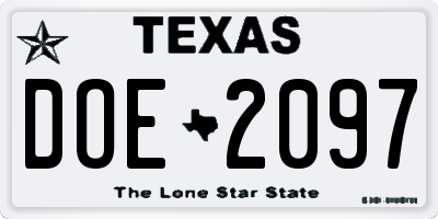 TX license plate DOE2097