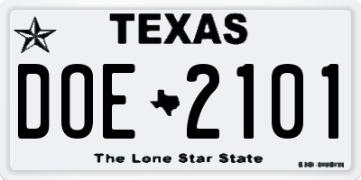 TX license plate DOE2101