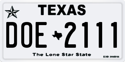 TX license plate DOE2111