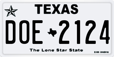 TX license plate DOE2124