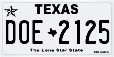 TX license plate DOE2125