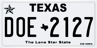 TX license plate DOE2127