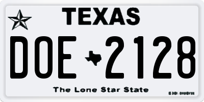 TX license plate DOE2128