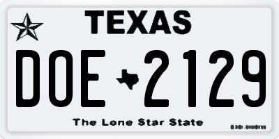 TX license plate DOE2129