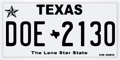 TX license plate DOE2130