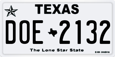 TX license plate DOE2132