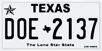 TX license plate DOE2137