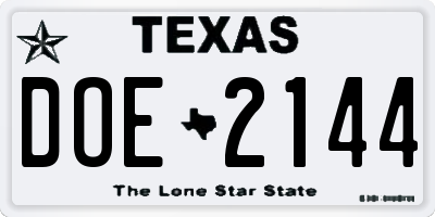 TX license plate DOE2144