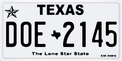 TX license plate DOE2145