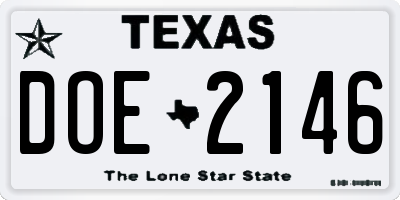 TX license plate DOE2146