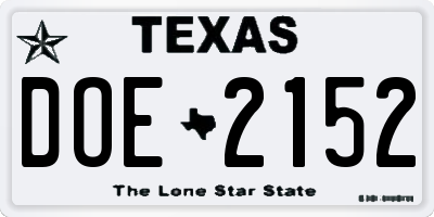 TX license plate DOE2152