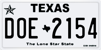 TX license plate DOE2154