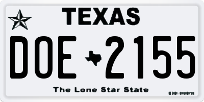 TX license plate DOE2155