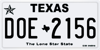 TX license plate DOE2156