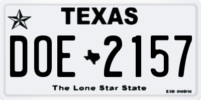 TX license plate DOE2157