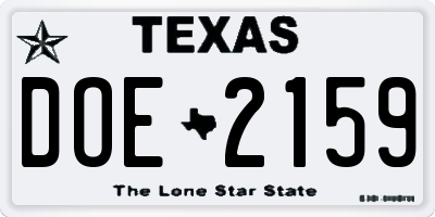 TX license plate DOE2159