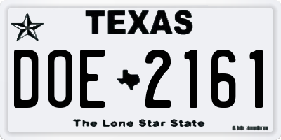 TX license plate DOE2161