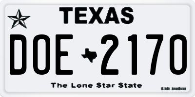TX license plate DOE2170