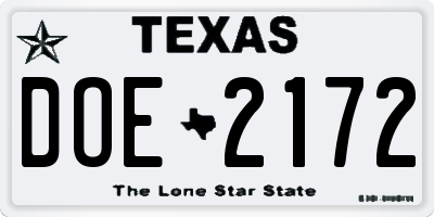TX license plate DOE2172