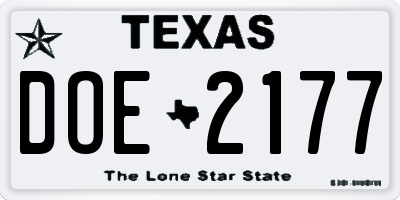 TX license plate DOE2177