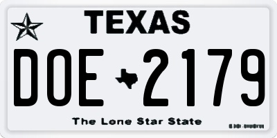 TX license plate DOE2179
