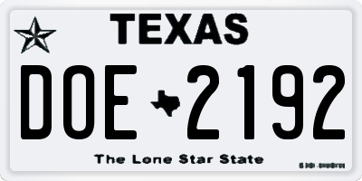 TX license plate DOE2192