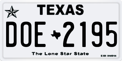 TX license plate DOE2195