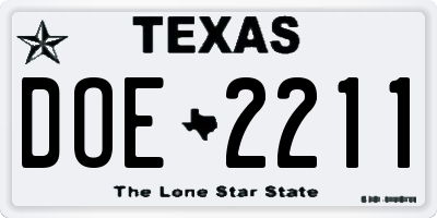 TX license plate DOE2211