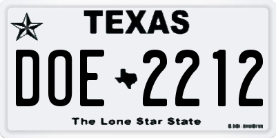 TX license plate DOE2212