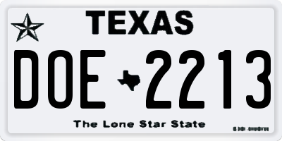 TX license plate DOE2213