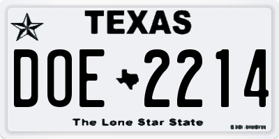 TX license plate DOE2214