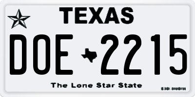 TX license plate DOE2215