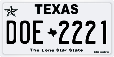 TX license plate DOE2221