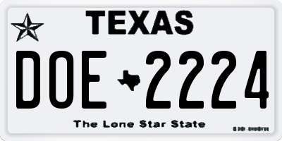 TX license plate DOE2224