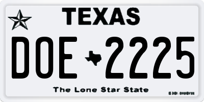 TX license plate DOE2225