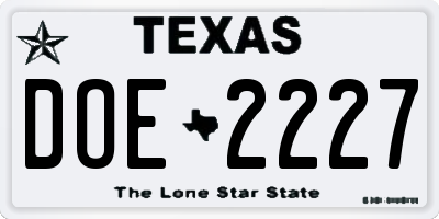 TX license plate DOE2227