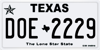 TX license plate DOE2229