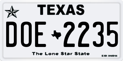 TX license plate DOE2235
