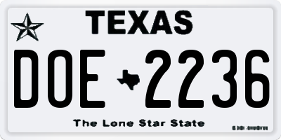 TX license plate DOE2236