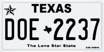 TX license plate DOE2237
