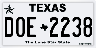 TX license plate DOE2238